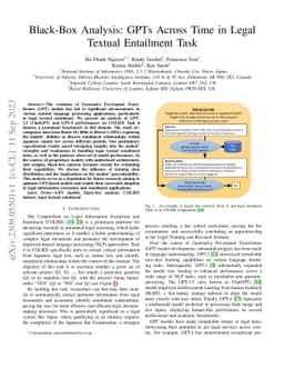 Black-Box Analysis: GPTs Across Time in Legal Textual Entailment Task