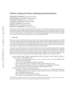 STAR-loc: Dataset for STereo And Range-based localization
