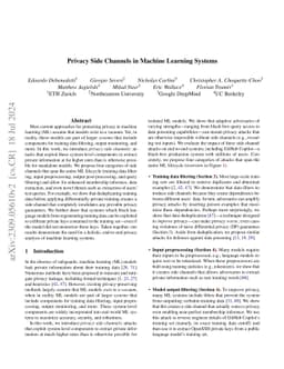 Privacy Side Channels in Machine Learning Systems
