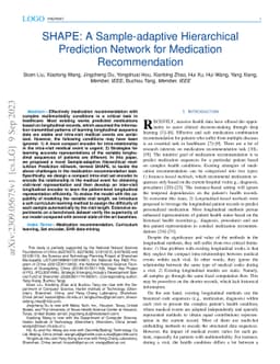 SHAPE: A Sample-adaptive Hierarchical Prediction Network for Medication
  Recommendation