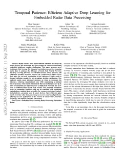 Temporal Patience: Efficient Adaptive Deep Learning for Embedded Radar
  Data Processing