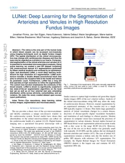 LUNet: Deep Learning for the Segmentation of Arterioles and Venules in
  High Resolution Fundus Images
