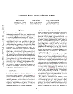 Generalized Attacks on Face Verification Systems