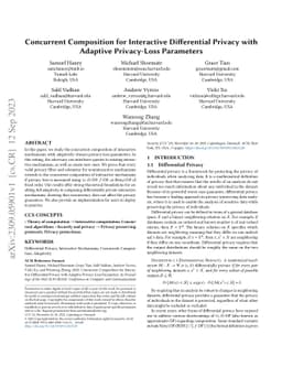 Concurrent Composition for Interactive Differential Privacy with Adaptive Privacy-Loss Parameters