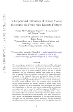 Self-supervised Extraction of Human Motion Structures via Frame-wise
  Discrete Features