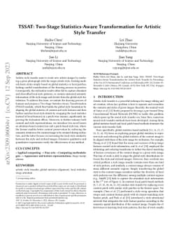 TSSAT: Two-Stage Statistics-Aware Transformation for Artistic Style
  Transfer