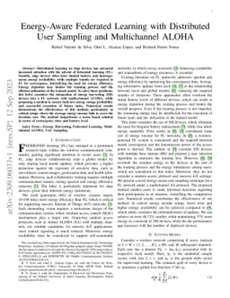 Energy-Aware Federated Learning with Distributed User Sampling and
  Multichannel ALOHA