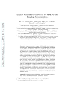 Implicit Neural Representation for MRI Parallel Imaging Reconstruction