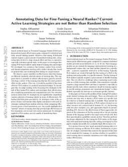 Annotating Data for Fine-Tuning a Neural Ranker? Current Active Learning
  Strategies are not Better than Random Selection