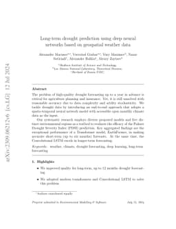 Long-term drought prediction using deep neural networks based on
  geospatial weather data