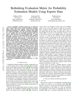 Rethinking Evaluation Metric for Probability Estimation Models Using
  Esports Data