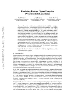 Predicting Routine Object Usage for Proactive Robot Assistance