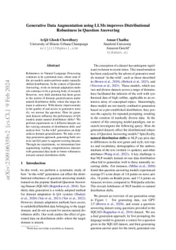Generative Data Augmentation using LLMs improves Distributional
  Robustness in Question Answering