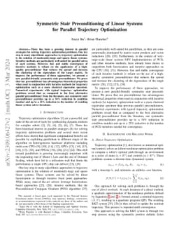Symmetric Stair Preconditioning of Linear Systems for Parallel
  Trajectory Optimization