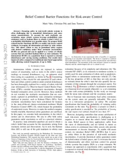 Belief Control Barrier Functions for Risk-aware Control