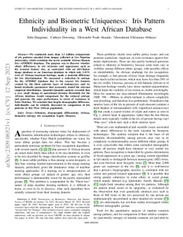 Ethnicity and Biometric Uniqueness: Iris Pattern Individuality in a West
  African Database
