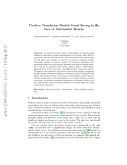 Machine Translation Models Stand Strong in the Face of Adversarial
  Attacks