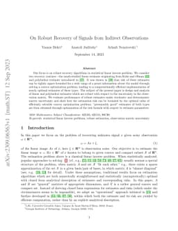 On Robust Recovery of Signals from Indirect Observations