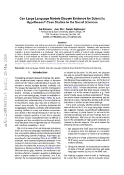 Can Large Language Models Discern Evidence for Scientific Hypotheses?
  Case Studies in the Social Sciences