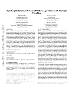 Deciding Differential Privacy of Online Algorithms with Multiple
  Variables
