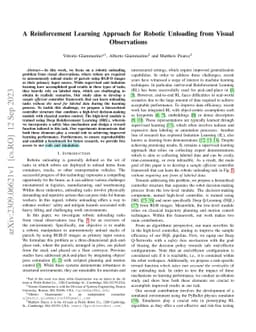 A Reinforcement Learning Approach for Robotic Unloading from Visual
  Observations