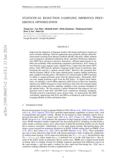 Statistical Rejection Sampling Improves Preference Optimization