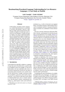Benchmarking Procedural Language Understanding for Low-Resource
  Languages: A Case Study on Turkish