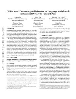 DP-Forward: Fine-tuning and Inference on Language Models with
  Differential Privacy in Forward Pass