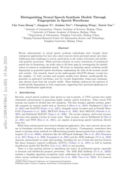 Distinguishing Neural Speech Synthesis Models Through Fingerprints in
  Speech Waveforms