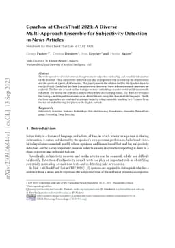 Gpachov at CheckThat! 2023: A Diverse Multi-Approach Ensemble for
  Subjectivity Detection in News Articles