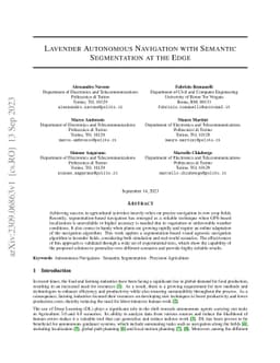 Lavender Autonomous Navigation with Semantic Segmentation at the Edge