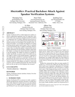 MASTERKEY: Practical Backdoor Attack Against Speaker Verification
  Systems