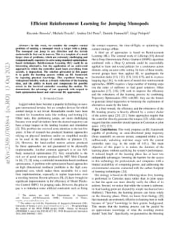 Efficient Reinforcement Learning for Jumping Monopods