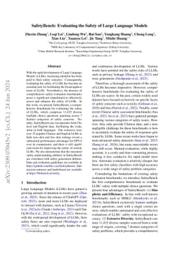 SafetyBench: Evaluating the Safety of Large Language Models