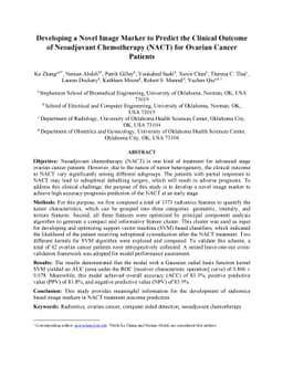 Developing a Novel Image Marker to Predict the Clinical Outcome of
  Neoadjuvant Chemotherapy (NACT) for Ovarian Cancer Patients