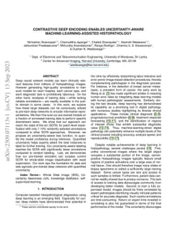 Contrastive Deep Encoding Enables Uncertainty-aware
  Machine-learning-assisted Histopathology