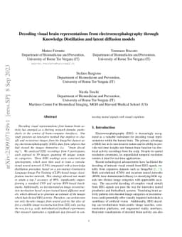 Decoding visual brain representations from electroencephalography
  through Knowledge Distillation and latent diffusion models