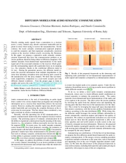 Diffusion models for audio semantic communication
