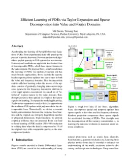 Efficient Learning of PDEs via Taylor Expansion and Sparse Decomposition
  into Value and Fourier Domains