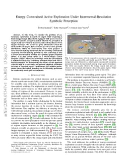 Energy-Constrained Active Exploration Under Incremental-Resolution
  Symbolic Perception