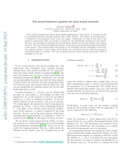 The kernel-balanced equation for deep neural networks