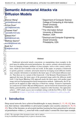 Semantic Adversarial Attacks via Diffusion Models