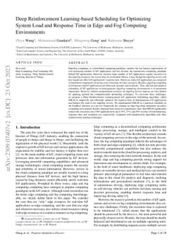 Deep Reinforcement Learning-based Scheduling for Optimizing System Load
  and Response Time in Edge and Fog Computing Environments