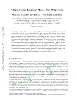 Adapted Large Language Models Can Outperform Medical Experts in Clinical
  Text Summarization
