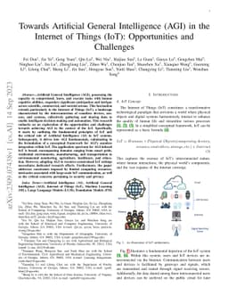 Towards Artificial General Intelligence (AGI) in the Internet of Things
  (IoT): Opportunities and Challenges