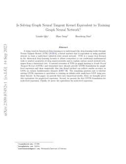 Is Solving Graph Neural Tangent Kernel Equivalent to Training Graph
  Neural Network?