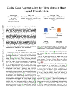 Codec Data Augmentation for Time-domain Heart Sound Classification