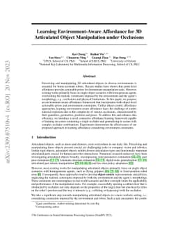 Learning Environment-Aware Affordance for 3D Articulated Object
  Manipulation under Occlusions
