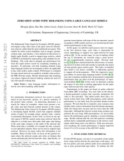 Zero-shot Audio Topic Reranking using Large Language Models