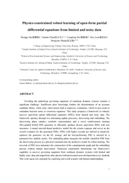Physics-constrained robust learning of open-form partial differential
  equations from limited and noisy data